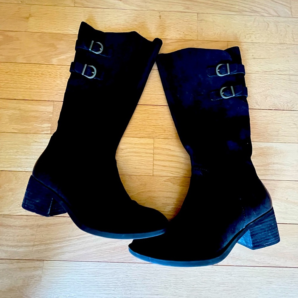 Born leather boots with distressed toes and heels